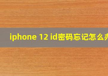 iphone 12 id密码忘记怎么办